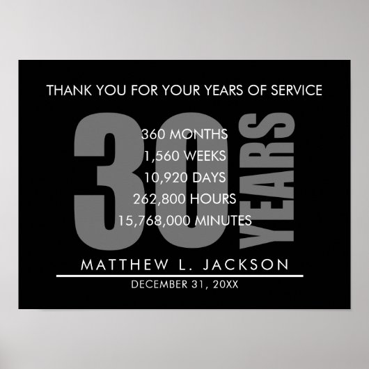 30 Years Retirement or Employee Appreciation Gift Poster (Voorkant)