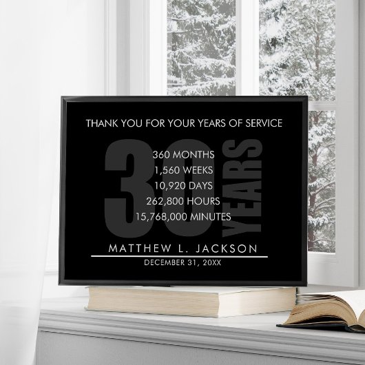30 Years Retirement or Employee Appreciation Gift Poster