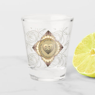 30e/12e Pearl & Groen Bruiloft Jubileum Shot Glas