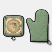 30e/12e Pearl Jubileum Mitt en Pot Houders Ovenwant & Pannenlap Set (Voorkant)