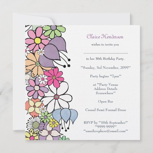 30e 30-Dames in het jaar Aangepaste uitnodiging (Achterkant)