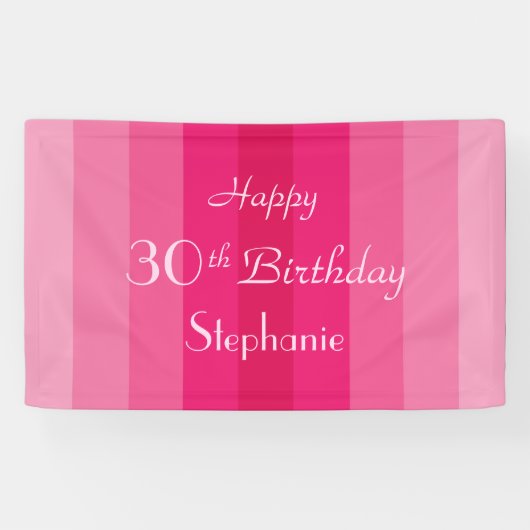 30e 35e Birthday Pink Stripe Spandoek (Horizontaal)