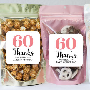 30e 40e 50e 60e 70e 80e verjaardag Party Favor Vierkante Sticker