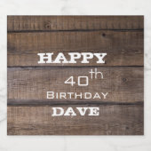 30e 40e 50e Gelukkige Verjaardag Rustiek Feest Sparkling Wijnetiket (Enkel label)