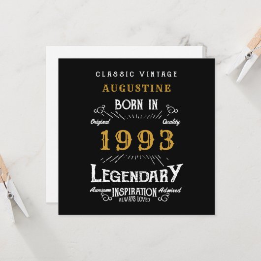 30e anniversaire 1993 Carte de voeux Retro Black G (Devant/Arrière en situation)