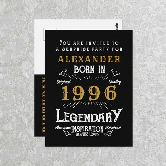 30e Anniversaire 1996 Invitation Légende Noir Or