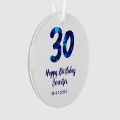 30e anniversaire ajouter nom date année bleu scint (devant)