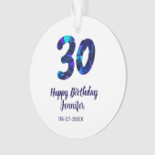 30e anniversaire ajouter nom date année bleu scint (devant)