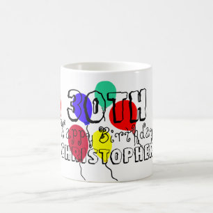 30e Anniversaire Ballons Nom de la jalon Mugs