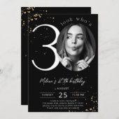 30e anniversaire Black Gold Invitation avec photo (Devant / Derrière)