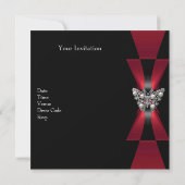 30e anniversaire Black Red Butterfly Invitation (Dos)