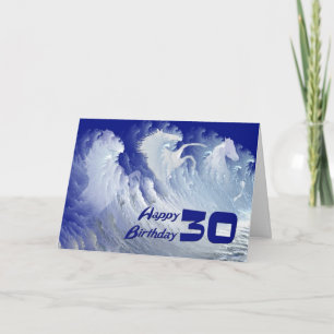 30e anniversaire carte avec des chevaux de surf bl