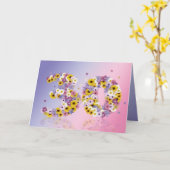 30e anniversaire carte avec lettres fleuries (Fleur jaune)
