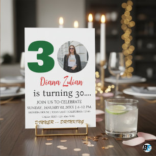30e Anniversaire Carte d'invitation avec photo