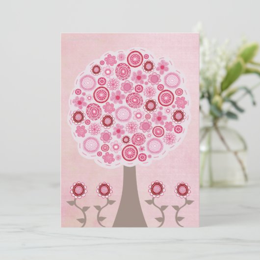 30e anniversaire Designer Pink Tree Invitation (Debout devant)