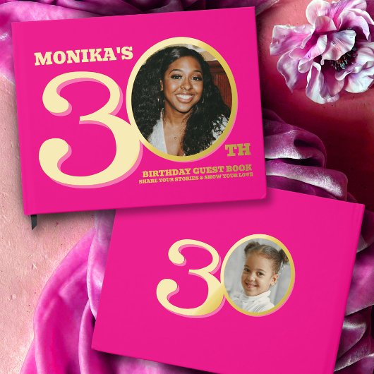 30e anniversaire deux photos or rose chaud