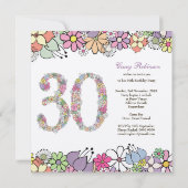 30e anniversaire fête Printemps fleuron Invitation (Dos)
