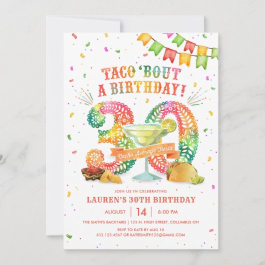 30e anniversaire Fiesta Invitation (Devant)