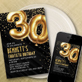 30e anniversaire Gold Black Invitation