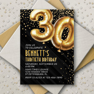 30e anniversaire Gold Black Invitation