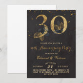 30e anniversaire Gold Floral Invitation (Devant / Derrière)