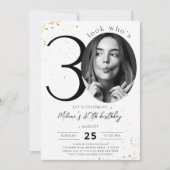 30e anniversaire Gold Invitation avec photo (Devant)