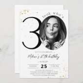 30e anniversaire Gold Invitation avec photo (Devant / Derrière)