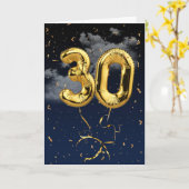 30e Anniversaire Gold Mylar Balloon et carte Confe (Fleur jaune)
