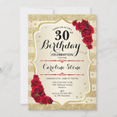 30e anniversaire - Gold Stripes Invitation Rose (Devant)