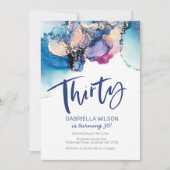 30e anniversaire Invitation Aquarelle Abstraite bl (Devant)