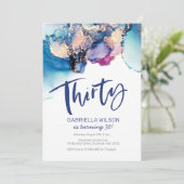 30e anniversaire Invitation Aquarelle Abstraite bl (Debout devant)