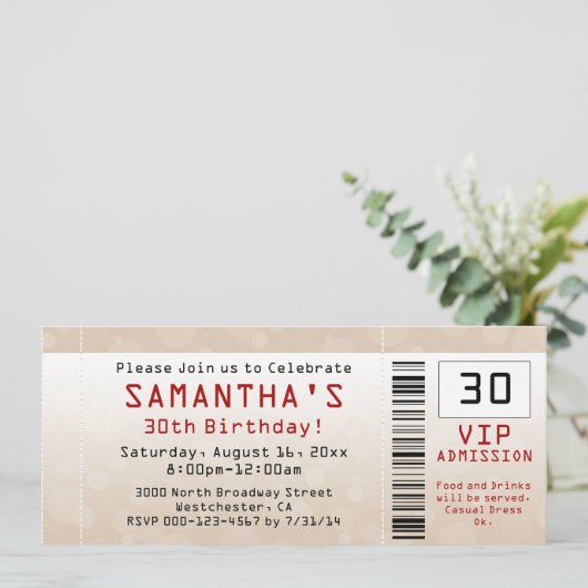 30e Anniversaire Invitation Billet de sable (Debout devant)