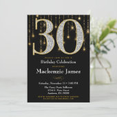 30e anniversaire Invitation Black Gold Diamonds Ad (Debout devant)