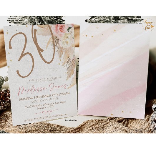 30e anniversaire Invitation Boho Brunch Invitation