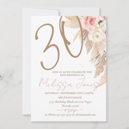 30e anniversaire Invitation Boho Brunch Invitation (Devant)