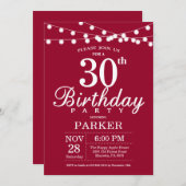 30e anniversaire Invitation Bourgogne Rouge (Devant / Derrière)