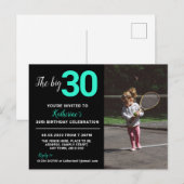 30e anniversaire Invitation Carte photo Noir (Devant / Derrière)