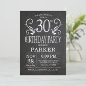 30e anniversaire Invitation Chalkboard Floral (Debout devant)