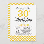 30e anniversaire Invitation Chevron Jaune (Devant / Derrière)