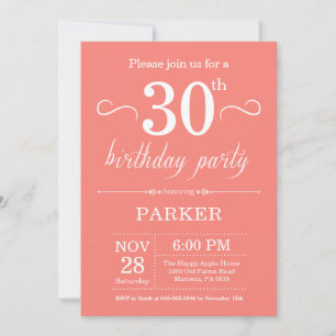 30e anniversaire Invitation Coral