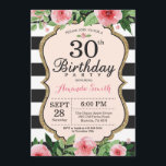 30e anniversaire Invitation Femmes. Or floral noir<br><div class="desc">30e anniversaire Invitation pour les femmes. Invitation de fête d'anniversaire noir et or. Parties scintillant or. Aquarelle rose Fleur Florale. Blancs et Noirs. Numérique imprimable. Pour plus de personnalisation,  cliquez sur le bouton "Customiser" et utilisez notre outil de conception pour modifier ce modèle.</div>