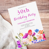 30e anniversaire Invitation florale rose