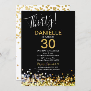 30e anniversaire Invitation Gold Confetti 30e anni
