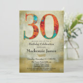 30e anniversaire Invitation Gold Red Aqua Adulte (Debout devant)