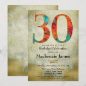30e anniversaire Invitation Gold Red Aqua Adulte (Devant / Derrière)
