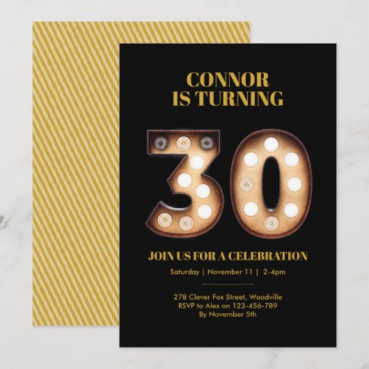 30e anniversaire invitation lumières vives (Devant / Derrière)