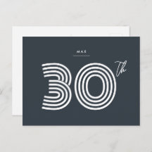30e anniversaire Invitation Minimaliste Carte post