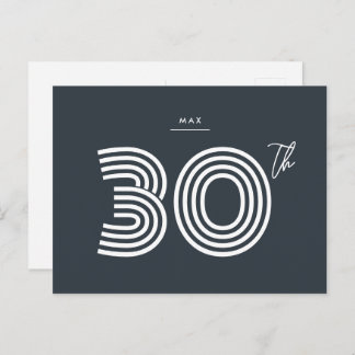 30e anniversaire Invitation Minimaliste Carte post