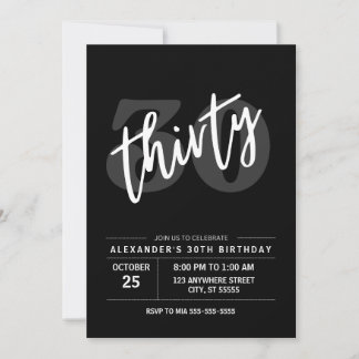 30E ANNIVERSAIRE INVITATION MODERNE DIRTY TRENTE