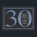 30e anniversaire Invitation Parties scintillant bl<br><div class="desc">Invitation du 30e anniversaire. Parties scintillant noir et bleu Invitation de fête d'anniversaire avec Arrière - plan Chalkboard. Anniversaire surprenant. Anniversaire adulte. Fête Anniversaire Bash pour hommes ou femmes. Pour plus de personnalisation,  cliquez sur le bouton "Customiser" et utilisez notre outil de conception pour modifier ce modèle.</div>